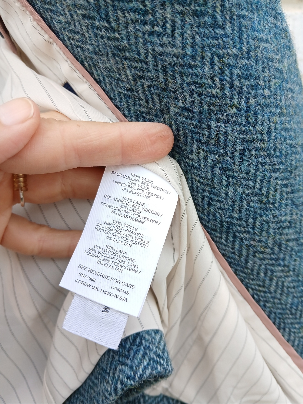 J. Crew Campbell Blazer Wool Blue Herringbone - Picture 6 of 9